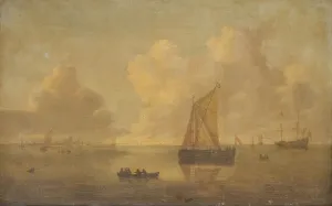 Baroque Art Gallery Drucke: Seascape with a Town in the Background, 1625-1663. Creator: Willem Van Diest