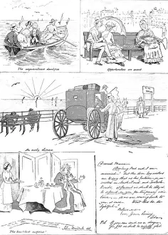 Wood Engraving Art Style Drucke: A Seaside Romance, 1883. Creator: Unknown