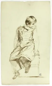 Academic Art Style Drucke: Seated Boy, Looking Sideways, c. 1830. Creators: Thomas Jones Barker, Thomas Barker