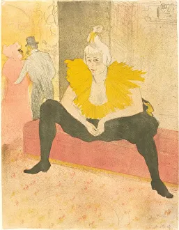 Drucke von Die sitzende Tänzerin, La Clownsasse Assisée, 1896 Toulouse-Lautrec Drucke: Sitzende Clownsche, La Clownesse assise, 1896. Schöpfer: Henri de Toulouse-Lautrec