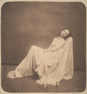 Salted Paper Print Technique Drucke: [Seated Model, Partially Draped], 1856-59. Creator: Nadar