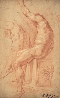 Ein sitzender Nacktmann / Ein sitzender Nacktmann / Der Sitzende (Die Statue) - Künstler unbekannt