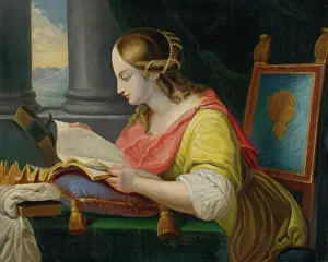 Oil On Canvas Portrait Gallery Drucke: Seated Saint Catherine Studying, 1770-1800. Creator: Unknown