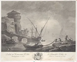 French Fishing Village Drucke: Second View of Marseille, ca. 1776. Creator: Jacques Aliamet