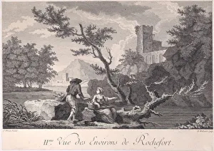 European Riverbank Views Drucke: Second View of the Surroundings of Rochefort, ca. 1750-1800. Creator: D Wallaert