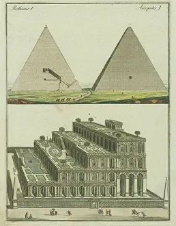 Sektion und Innenraum des Großen Pyramidenbaues. Die fliegenden Gärten, 1801. Schöpfer: Fischer von Erlach, Joseph Emanuel (1693-1742)