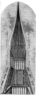 British Civil Engineering Drucke: Sectional View of the Clock Tower, 1858. Creator: Unknown