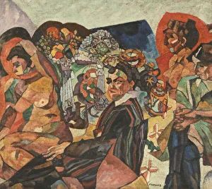 Genre Painting Russia Drucke: Self-Portrait with Artists Models