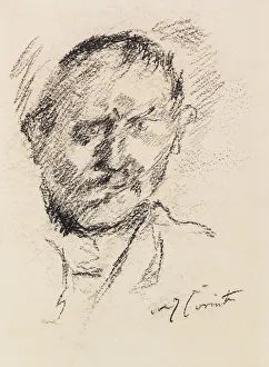 Charcoal On Paper Artworks Drucke: Self-Portrait, c. 1925. Creator: Corinth, Lovis (1858-1925)