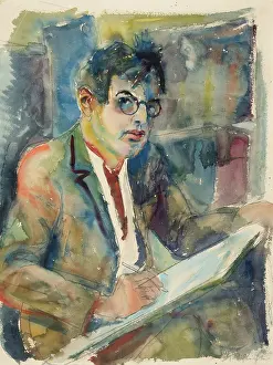 Private Collection Watercolour Paintings Drucke: Self-portrait, c1925. Creator: Schlichter, Rudolf (1890-1955)