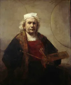Kenwood House Art Collection Drucke: Self portrait with two circles, ca 1665-1669. Artist: Rembrandt van Rhijn (1606-1669)