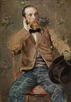 Selbstporträt mit Blumenpapierwand, 1848/50? Künstler: Richard Caton Woodville