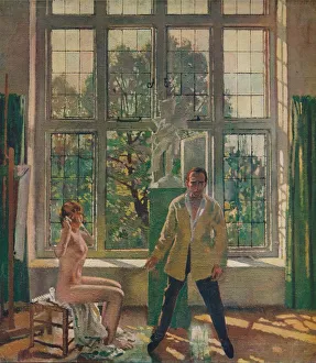 British Modern Art Drucke: Self-portrait with model, c1905, (c1932). Artist: William Newenham Montague Orpen