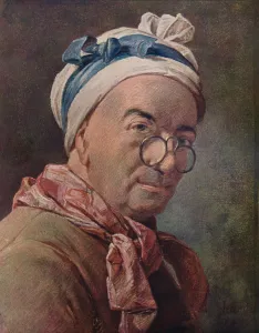Spectacles In Art History Drucke: Self portrait in spectacles, 1771. Artist: Jean-Simeon Chardin
