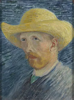 Vincent Van Gogh Portrait Drucke: Self-Portrait with Straw Hat