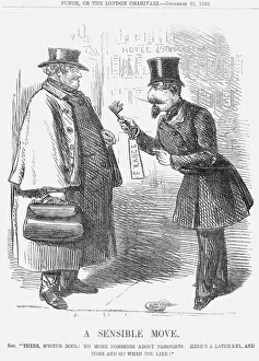 John Bull Cartoon Drucke: A Sensible Move. 1860