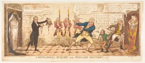 Eine Grabungsuntersuchung zur englischen Geschichte vom 1. Juni 1813. Schöpfer: George Cruikshank