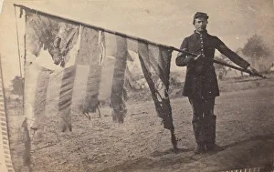 American Civil War Photography Drucke: Sergeant Alex Rogers with Battle Flag, Eighty-third Pennsylvania Volunteers, Third Bri