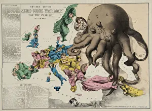 Ottoman Empire History Drucke: Serio-Comic War Map For The Year 1877, 1877
