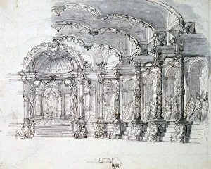 Bühnenbild für die Oper Proserpina, um 1680. Künstler: Jean Berain