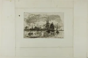 Sonnenuntergang, Hafen von Antwerpen, 1868 - Künstler: Johan Barthold Jongkind