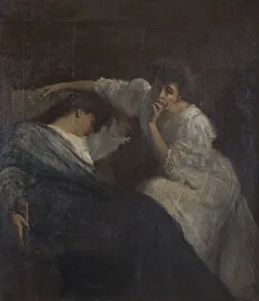 Art Nouveau Painting Drucke: A Shadow, 1908. Creator: De Stefani, Vincenzo (1859-1937)