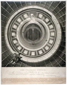 Isambard Kingdom Brunel Engineer Drucke: Shaft for descent to the entrance of the Thames Tunnel (view from the top), London, 1831