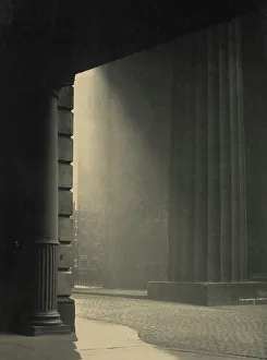 Black And White Railway Images Drucke: A shaft of light - Euston Station, c1929. Creator: Harry Moult