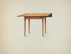 Heritage Artwork Drucke: Shaker Drop-leaf Table, c. 1936. Creator: Ray Holden