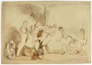 Agricultural Worker Drucke: Shearing the Sheep, c. 1820. Creator: Henry Singleton