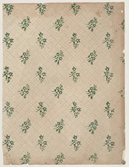 Nineteenth Century Botanical Illustration Drucke: Sheet with dot grid pattern with bouquets, 19th century. Creator: Anon