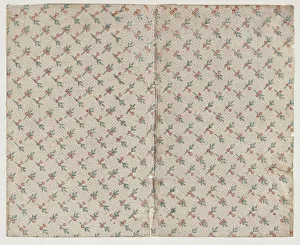 Nineteenth Century Botanical Drawings Drucke: Sheet with dot grid pattern with bouquets, 19th century. Creator: Anon
