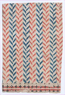 Blatt mit umfassendem orangefarbenen und blauen geometrischen Muster, 19. Jahrhundert. Schöpfer: Anonymus, Remondini