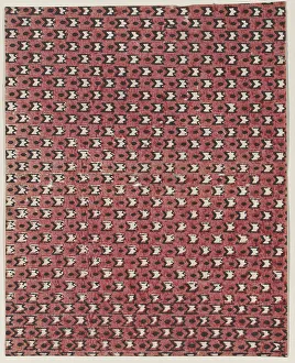Blatt mit umfassend roter und schwarzer geometrischem Muster aus dem 19. Jahrhundert. Ersteller: Anonymous