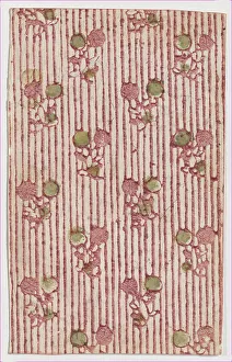 Art Centre Collection Drucke: Sheet with overall striped pattern with circles, 19th century. Creator: Anon