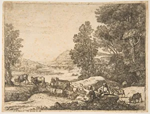Schäferin und Schäfer im Landschaftsgemälde, um 1651. Künstler: Claude Lorrain