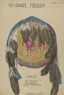 Native American Heritage Art Drucke: Shield, 1935. Creator: Charles Charon