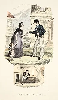 Victorian Era Illustration Art Drucke: The Last Shilling, 1841