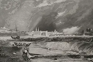 Stormy Weather Scene Drucke: Sidon, 1840. Creator: Aubert