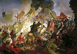Der Belagerung von Pskow durch Stephan Báthori im Jahr 1581 und die Jahre 1839 bis 1843. Künstler: Karl Briullov