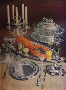 Luxury Table Setting Ideas Drucke: Silver Dinner Service, 1936. Creator: Unknown