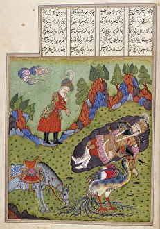 Indian Miniature Paintings Drucke: The simurgh healing Rustam, 1719. Creator: Unknown