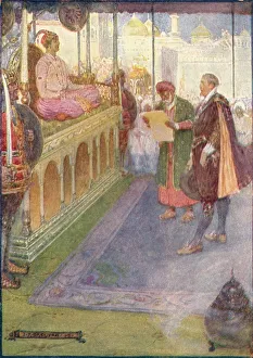 Historical Figures Of England Drucke: Sir Thomas Stood Before The Mogul, c1908, (c1920). Artist: Joseph Ratcliffe Skelton