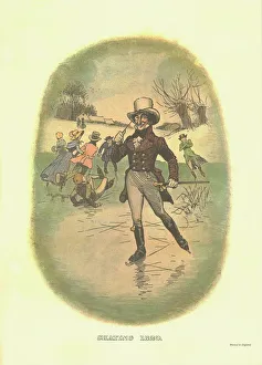 Drucke von Schlitteln, 1820, ca. 1910. Einer von einer Reihe von Plakaten mit dem Stridingsmann des Johnnie Walker in verschiedenen Sportgesichtsszenen Tom Browne Drucke: Schlitteln, 1820, um 1910. Schöpfer: Tom Browne