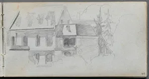 French Artistic Heritage Drucke: Sketchbook, page 49: Architechural Study. Creator: Ernest Meissonier (French, 1815-1891)