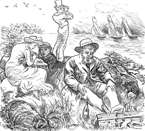 Vintage Coastal Scenes Drucke: Sketches at the Ryde Regatta: Far from the Madding Crowd, 1881. Creator: Joseph Swain