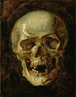 European Oil Painting Drucke: Skull, 19th century. Creator: Unknown