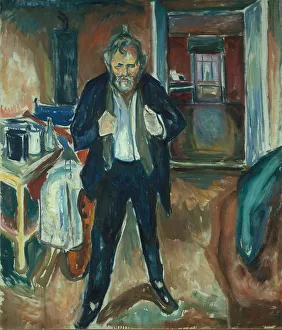 Drucke von Erwachsener Nacht. Selbstbildnis im Innern des Zwiespaltes gefunden im Sammlung der Nationalgalerie München Edvard Munch Drucke: Schlaflose Nacht; Selbstbildnis im inneren Zittern. Künstler: Munch, Edvard (1863-1944)
