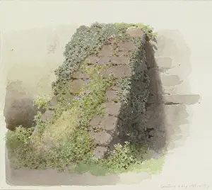 Romantic Era Art Gallery Drucke: Sloping wall pier of a substructure in Kronberg, 1878. Creator: Carl Theodor Reiffenstein