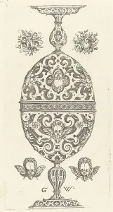 Zwei kleine Becher überlagert sich im Umgekehrt, veröffentlicht 1579. Künstler: Georg Wechter I